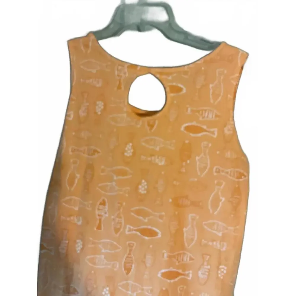 On White Playful Fish Print Tank Dress - Size M - Picture 6 of 9